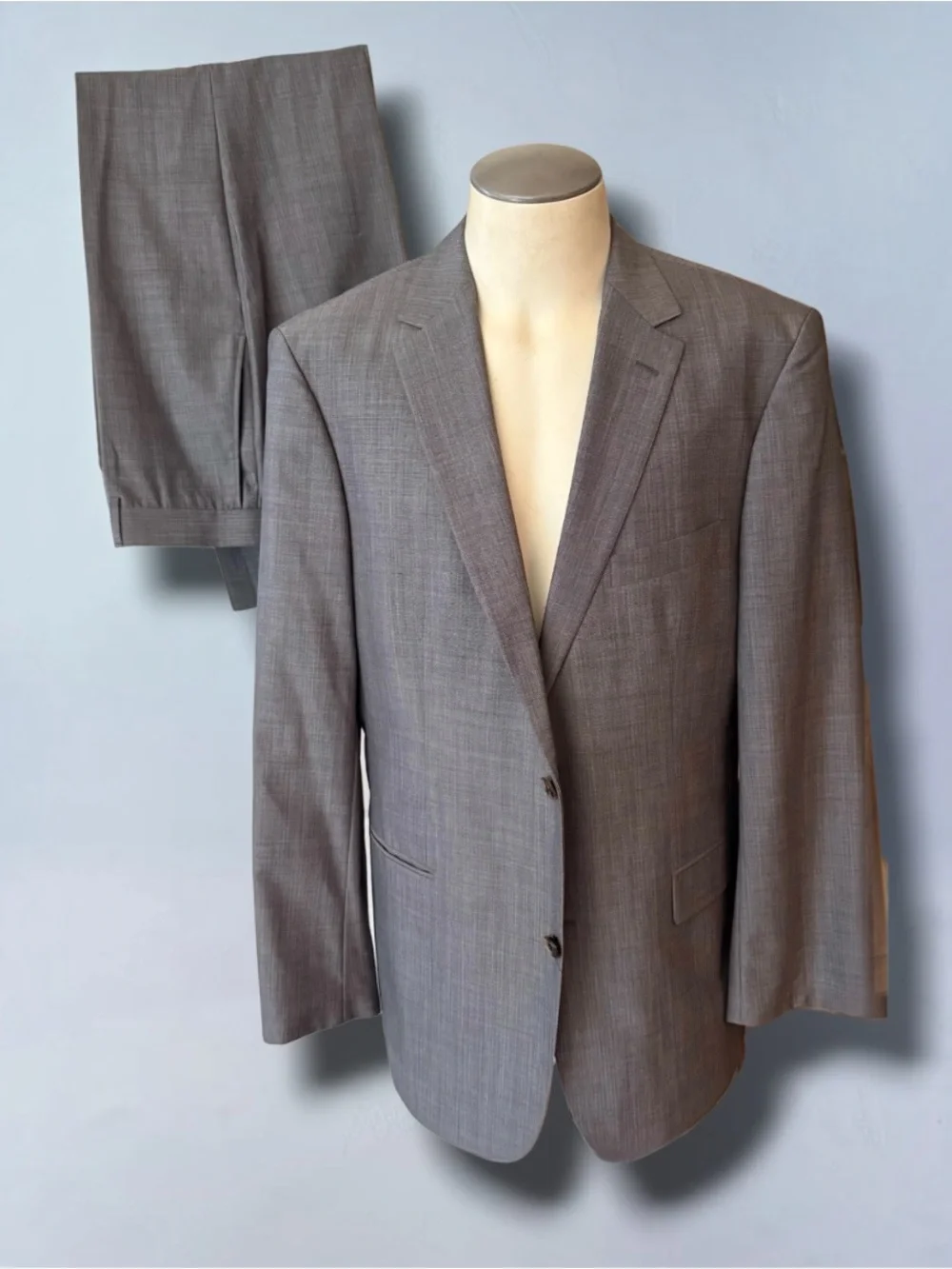 BOSS HUGO BOSS GREY Super 100 Wool Suit Size 44 LONG